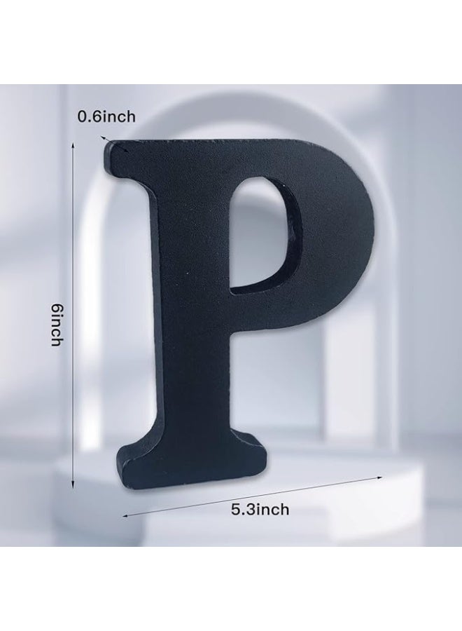 MIRFA Wooden Free Standing Decorative Letter Slices - Black - 6inches (P) - Image 2